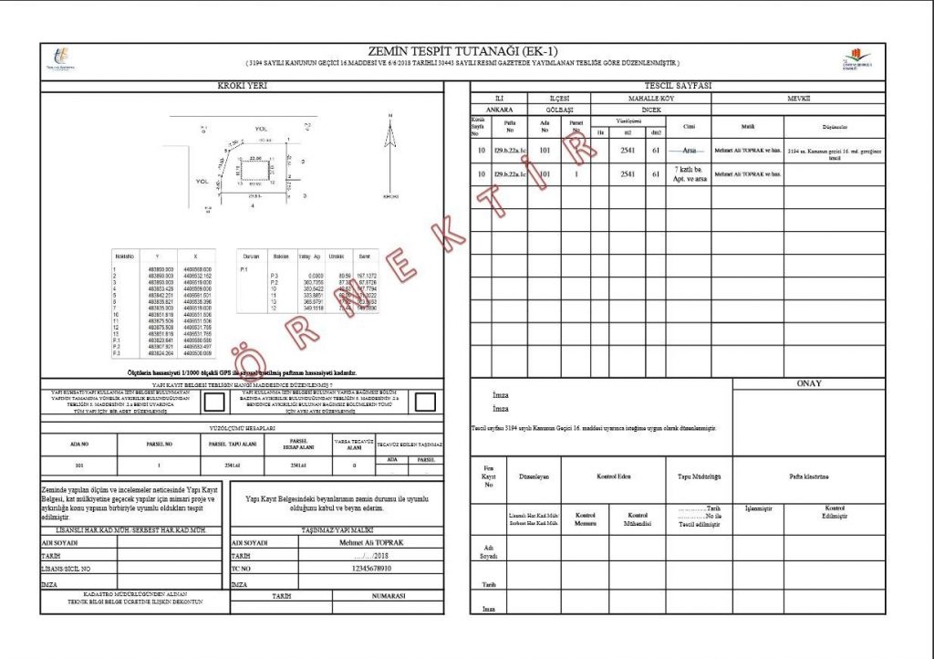 Zemin Tespit Tutanağı